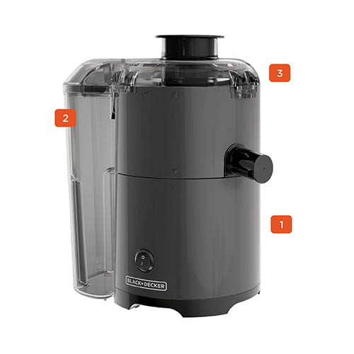 Juicer with numbered call-outs.